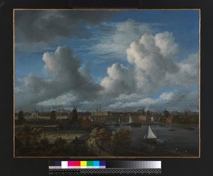 Uitzicht op de Amstel richting Amsterdam, ca. 1675-70 door Jacob van Ruisdael